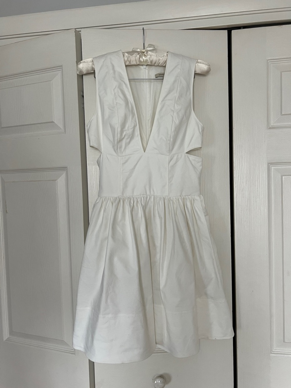 Banana Republic White Plunge Neck Mini Dress